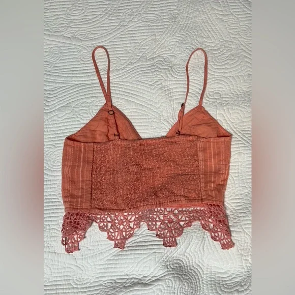 Free People FP One Coral Crochet Trim Cami | Size XS - Picture 2 of 6